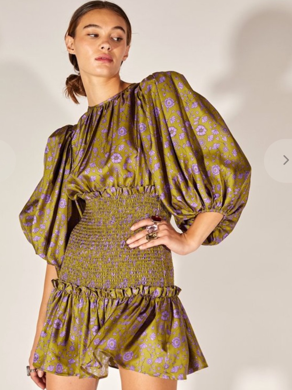 Cynthia Rowley Green Floral Mini Dress, Size Medium, EUC